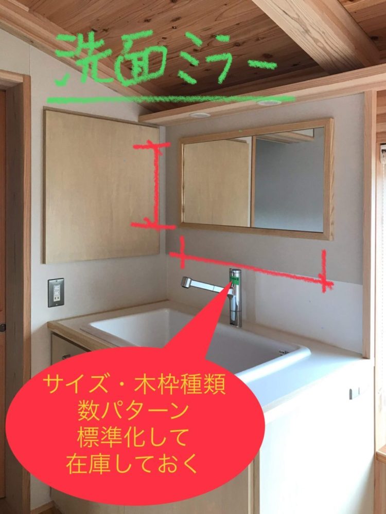 洗面ミラーを標準化してストック