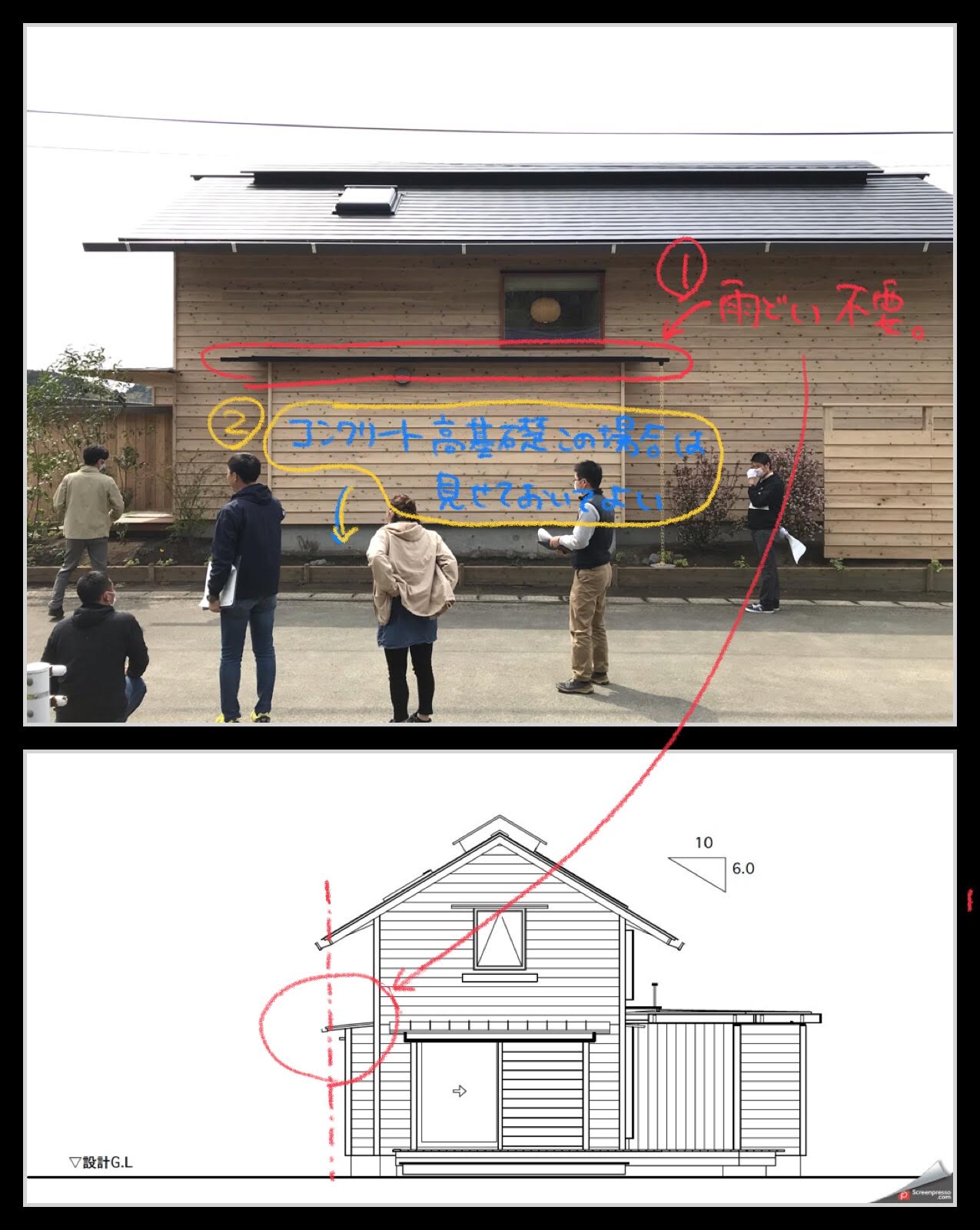 【次に生かす】ベース屋根軒下に収まる下屋の雨どい